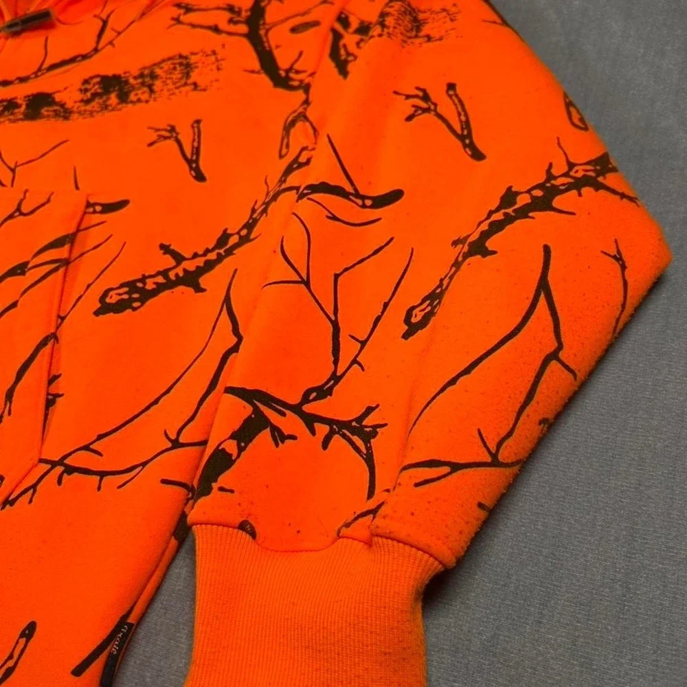 Trail Crest Blaze Orange Camo Zip Up Hoodie Highland Timber Hunting Mens Medium